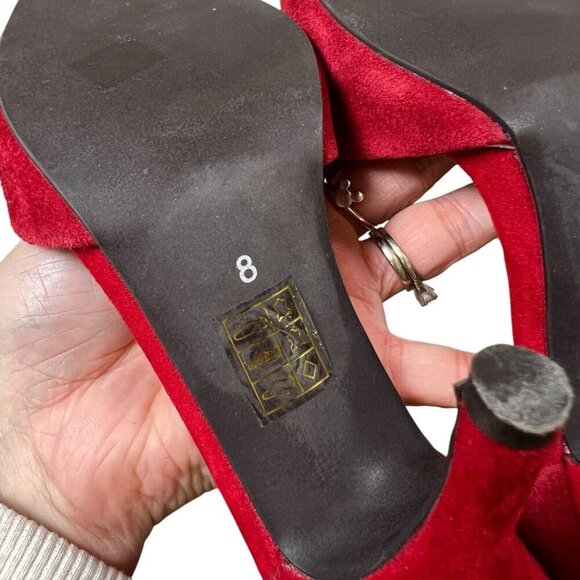Jeffrey Campbell D'orsay High Heels Pumps Size 8 Red Suede Event Valentines Day - Picture 10 of 11